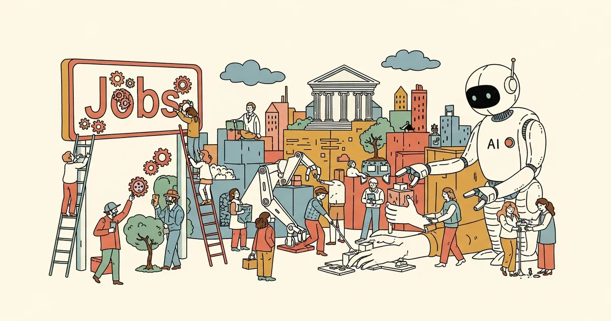 Editorial illustration for: MIT Study Finds AI Will Reshape Jobs Gradually, Not Trigger Mass Unemployment