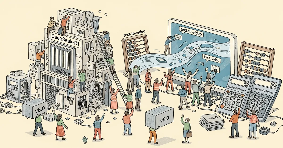 Editorial illustration for: MLPerf Inference v6.0: Largest Benchmark Overhaul Adds DeepSeek-R1 and Text-to-Video Tests