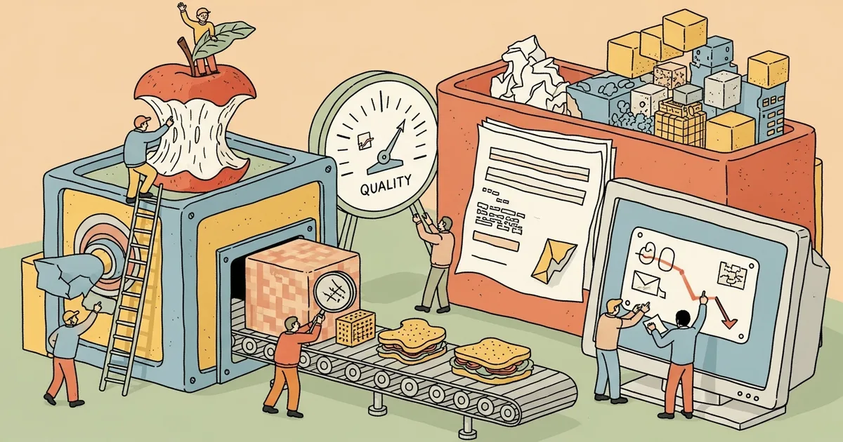 Editorial illustration for: AI Is Eating Its Own Garbage — And the Quality Collapse Is Already Measurable