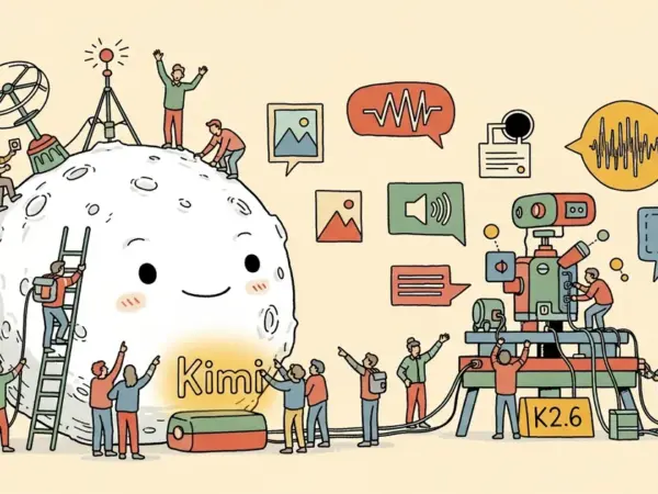 Editorial illustration for: Moonshot AI Open-Sources Kimi K2.6, a Multimodal Agentic MoE Model