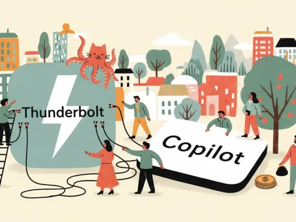 Editorial illustration for: Mozilla Thunderbolt: Open-Source AI Client Undercuts Copilot at Half the Price