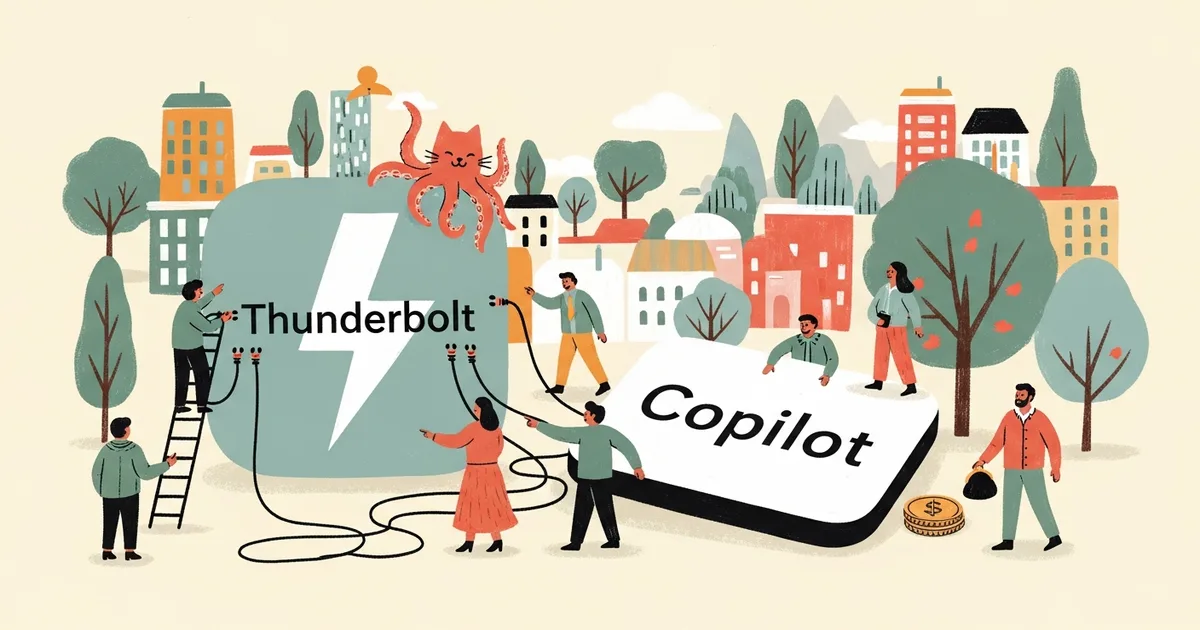 Editorial illustration for: Mozilla Thunderbolt: Open-Source AI Client Undercuts Copilot at Half the Price