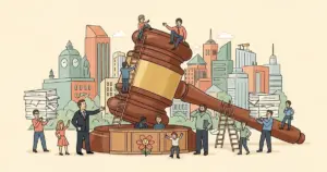 Editorial illustration for: Musk v. Altman Trial Begins in California Over OpenAI's For-Profit Conversion