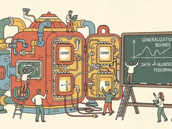 Editorial illustration for: New Theory Establishes Generalization Bounds for Mixture-of-Experts Transformers
