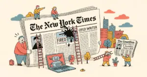 Editorial illustration for: The New York Times Just Fired a Writer Because His AI Tool Secretly Plagiarized The Guardian — 3
