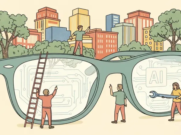 Editorial illustration for: Nothing plans to release AI smart glasses next year after CEO Carl Pei changes mind