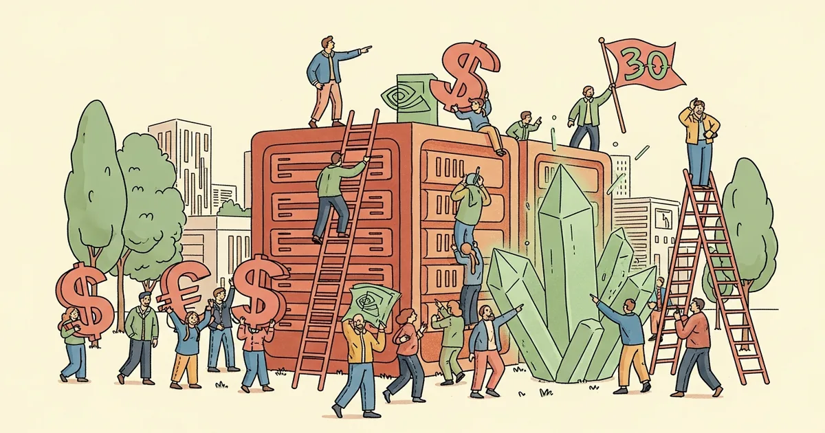 Editorial illustration for: Nvidia-Backed Vast Data Raises $1 Billion, Triples Valuation to $30 Billion