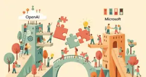 Editorial illustration for: OpenAI and Microsoft Restructure Partnership, Ending Exclusivity Provisions