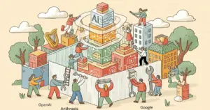 Editorial illustration for: OpenAI, Anthropic, Google Coordinate to Block Chinese Model Distillation