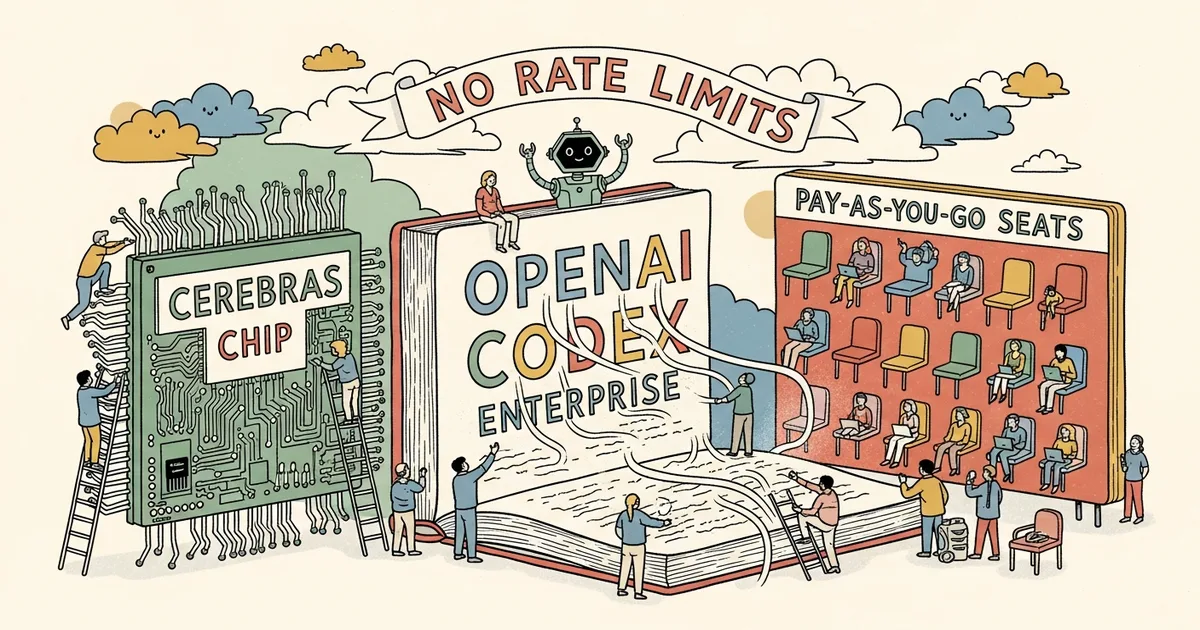 Editorial illustration for: OpenAI Codex Enterprise: Pay-As-You-Go Seats, Cerebras Chip, No Rate Limits
