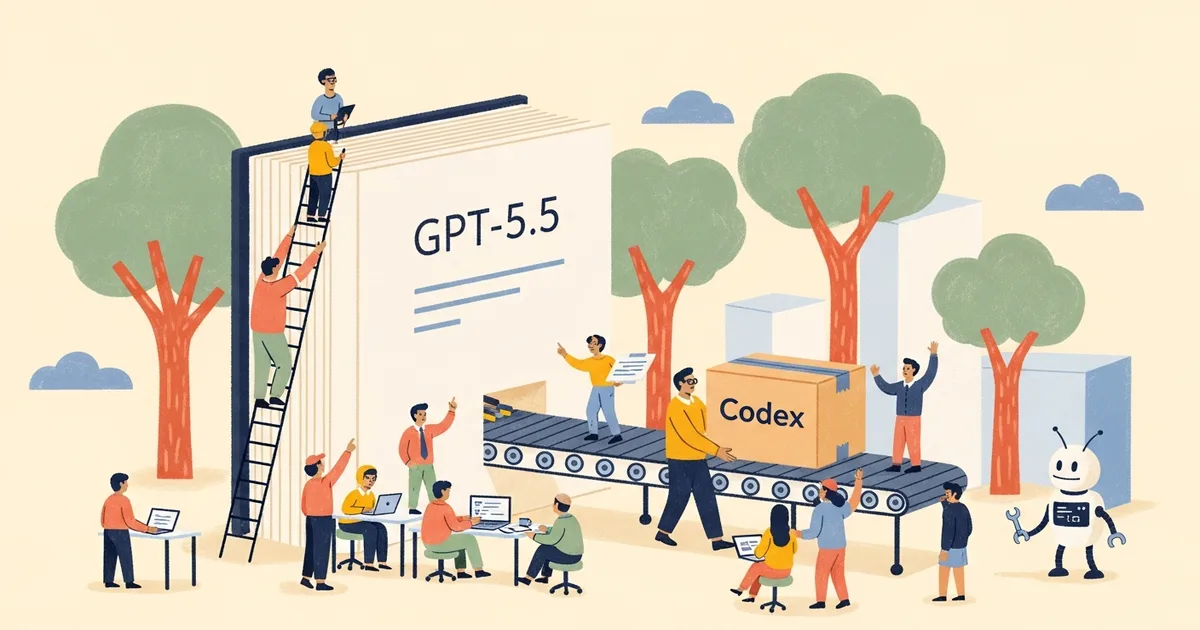 Editorial illustration for: OpenAI Folds Codex Into GPT-5.5, Retiring Its Standalone Coding Model Line