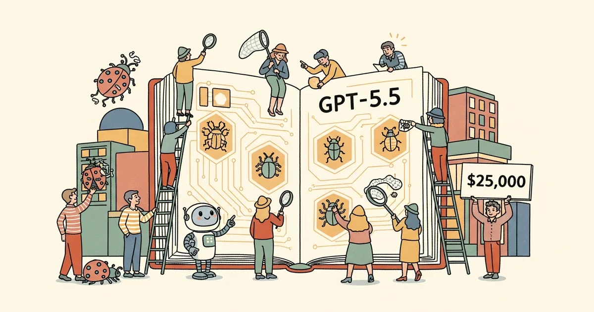 Editorial illustration for: OpenAI Launches $25,000 Bio Bug Bounty to Test GPT-5.5 Jailbreak Defenses