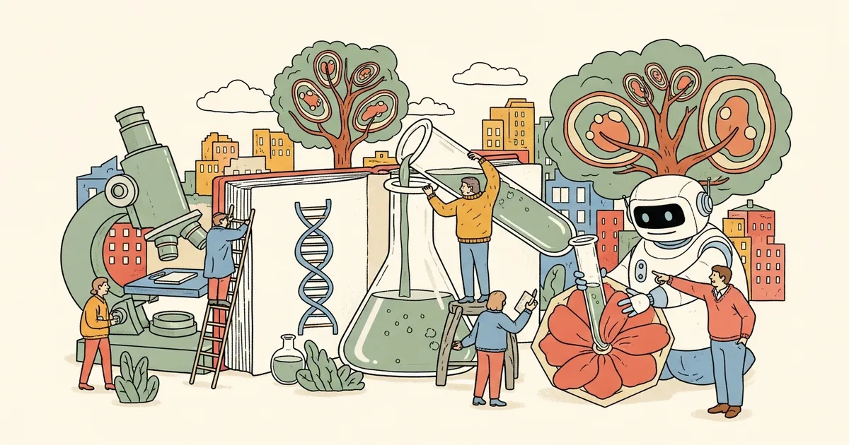 Editorial illustration for: OpenAI Launches GPT-Rosalind, First Dedicated Life Sciences AI Model