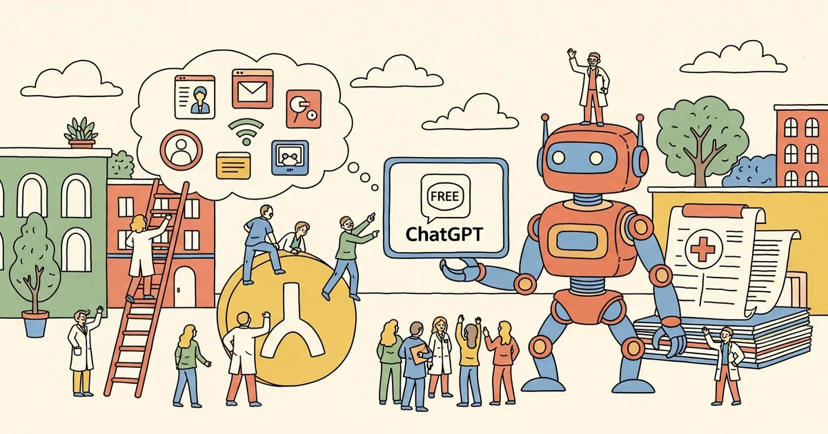 Editorial illustration for: OpenAI Makes ChatGPT for Clinicians Free for U.S. Physicians