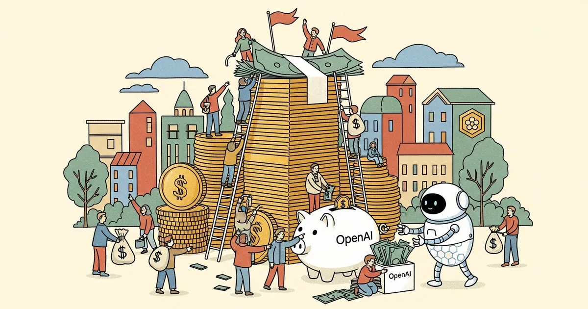Editorial illustration for: OpenAI, not yet public, raises $3B from retail investors in monster $122B fund raise