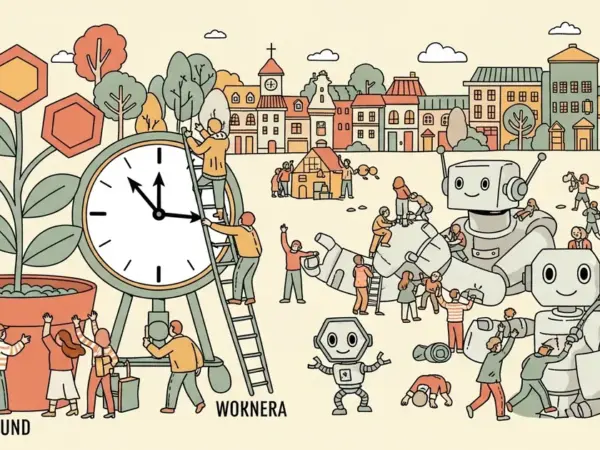Editorial illustration for: OpenAI Policy Paper Proposes Wealth Fund and 4-Day Workweek for AI Era