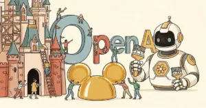 Editorial illustration for: OpenAI's $1B Disney blindside