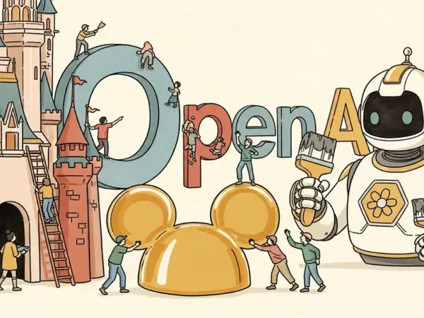 Editorial illustration for: OpenAI's $1B Disney blindside