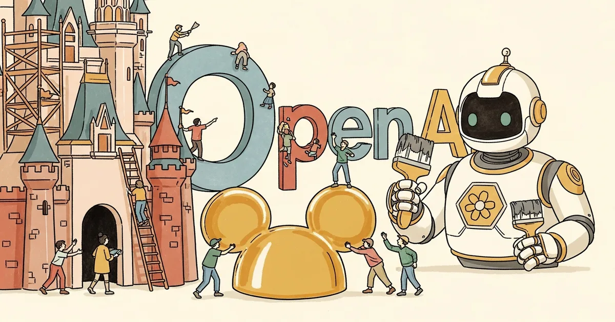 Editorial illustration for: OpenAI's $1B Disney blindside