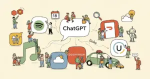Editorial illustration for: OpenAI's ChatGPT Now Links to 14 Apps Including Spotify, DoorDash, and Uber