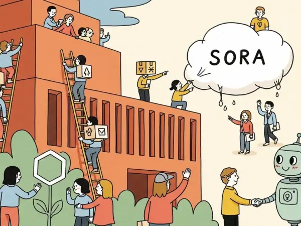 Editorial illustration for: OpenAI's Weil and Peebles Depart as Sora Shuts Down, Science Team Disbanded