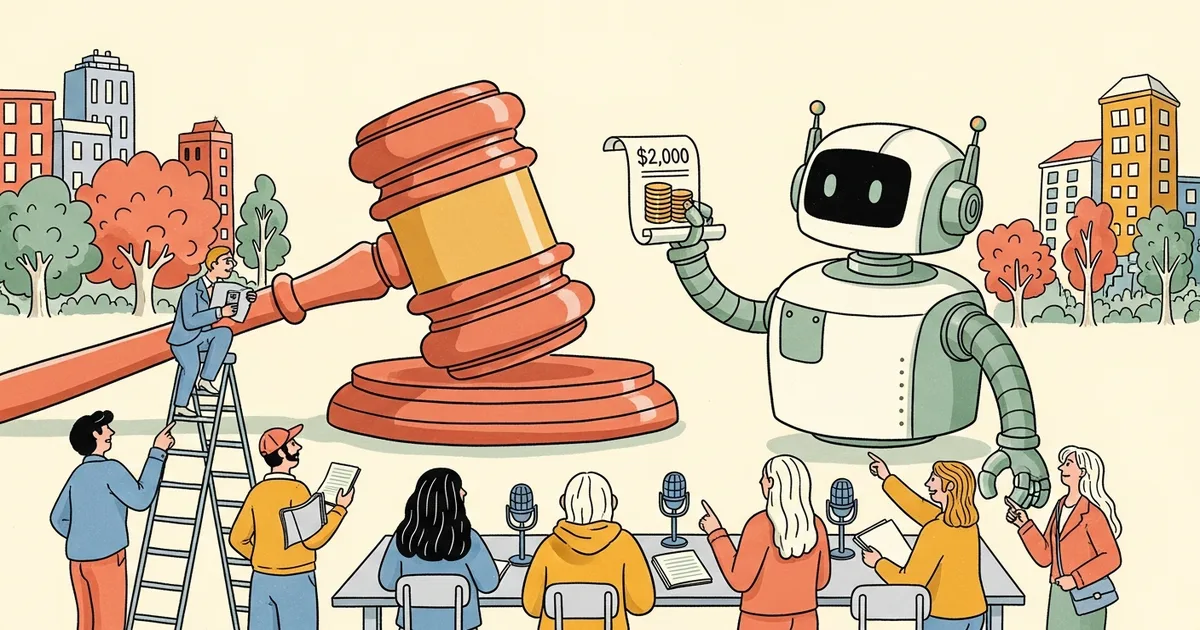 Editorial illustration for: Peter Thiel-Backed Objection.ai Offers $2,000 AI Verdicts Against Journalists