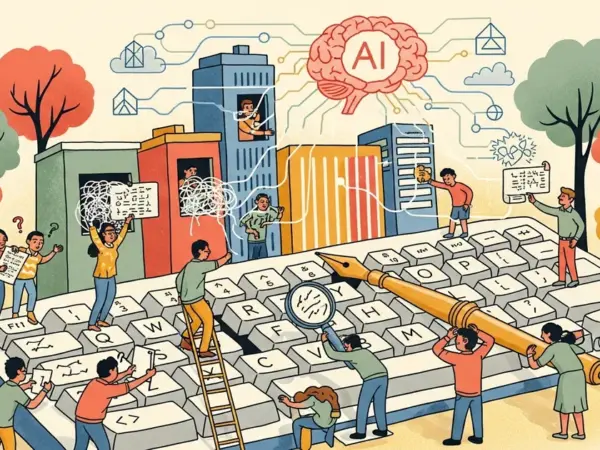 Editorial illustration for: AI Writes 41% of All Code — So Why Are We Still Making It Write in Languages Designed for Humans?