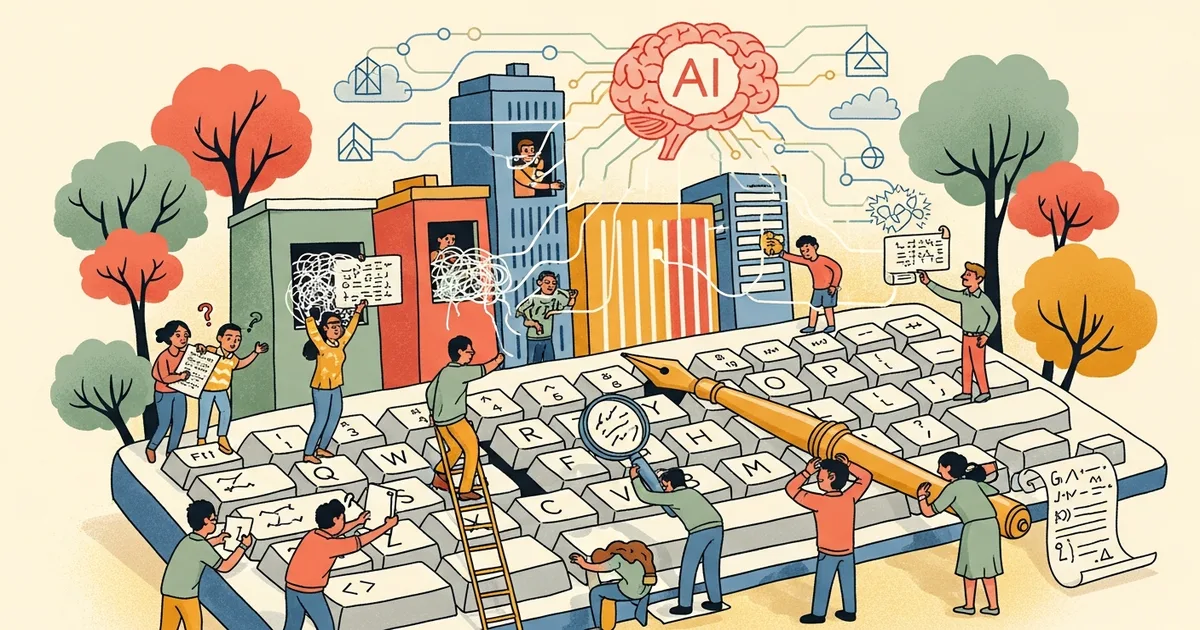 Editorial illustration for: AI Writes 41% of All Code — So Why Are We Still Making It Write in Languages Designed for Humans?