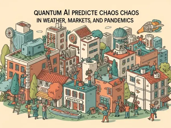 Editorial illustration for: Quantum AI Now Predicts Chaos Better — Weather, Markets, Pandemics