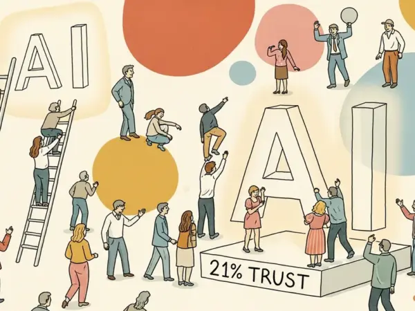 Editorial illustration for: Quinnipiac Poll: US AI Use Surged to 51% as Trust Held Flat at 21%