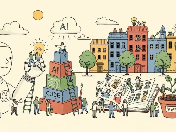 Editorial illustration for: Raimondo: AI Tools Are Lowering Startup Barriers, Creating New Jobs