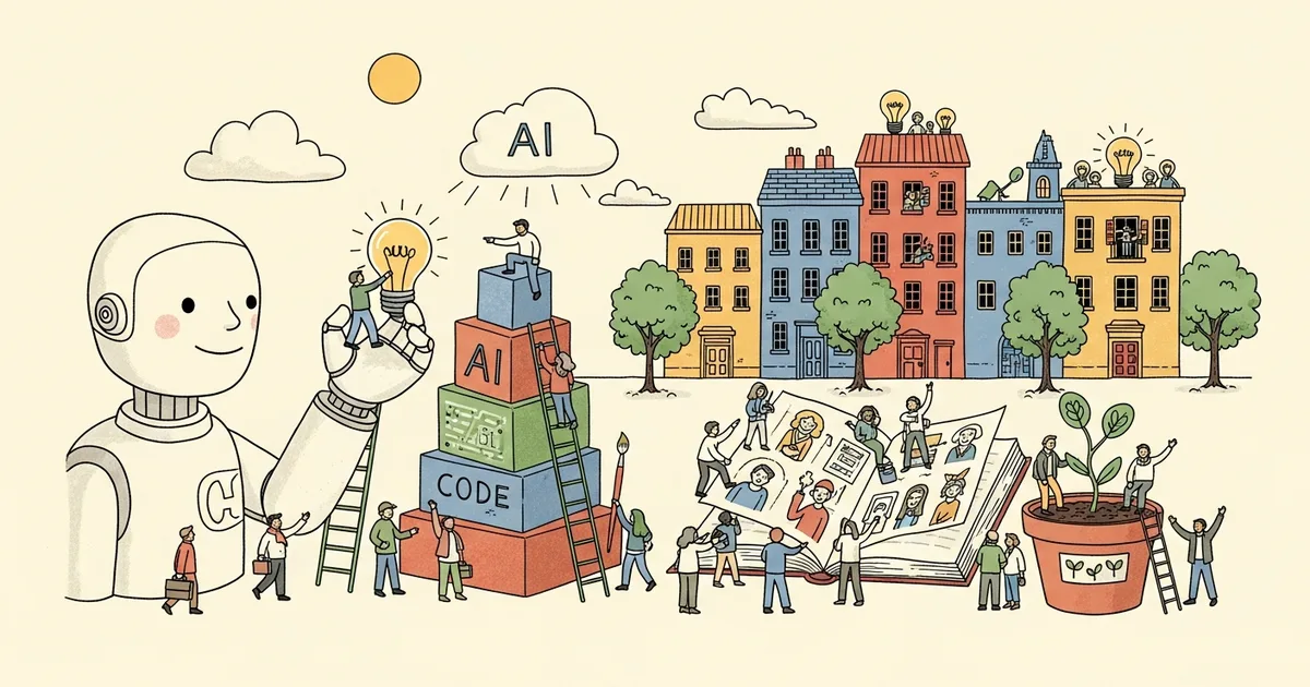 Editorial illustration for: Raimondo: AI Tools Are Lowering Startup Barriers, Creating New Jobs