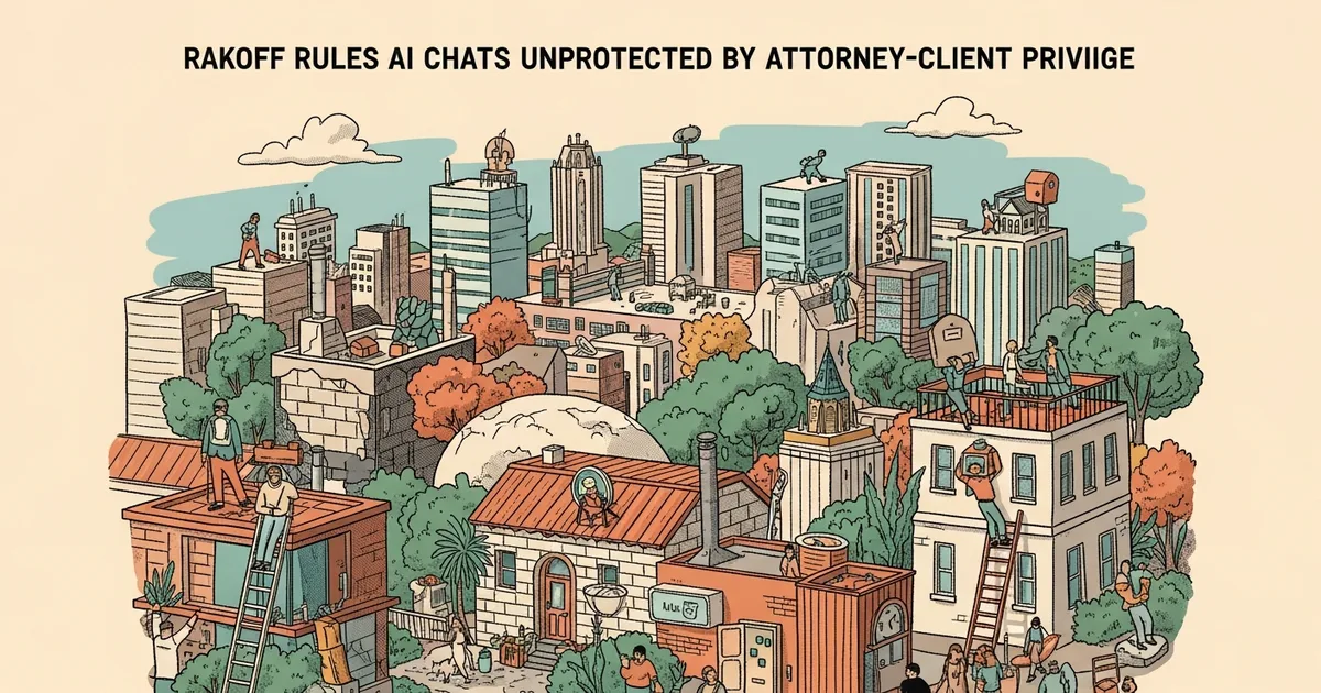 Editorial illustration for: Rakoff Rules AI Chats Unprotected by Attorney-Client Privilege