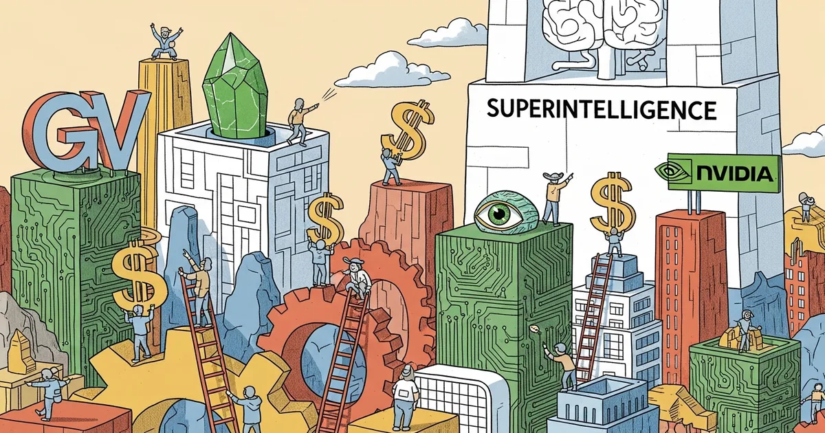 Editorial illustration for: Recursive Superintelligence Raises $500M at $4B Valuation, Led by GV and Nvidia