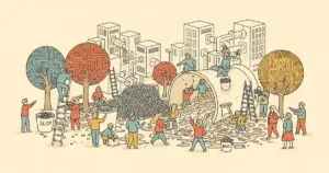 Editorial illustration for: Researchers Frame AI Code 'Slop' as Tragedy of the Commons for Dev Teams