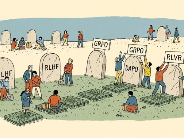 Editorial illustration for: RLHF Is Officially Dead — GRPO, DAPO, and RLVR Took Over AI Training