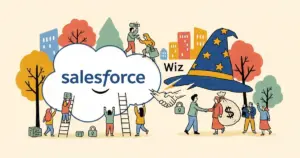 Editorial illustration for: Salesforce Acquires Cloud Security Firm Wiz for $18 Billion