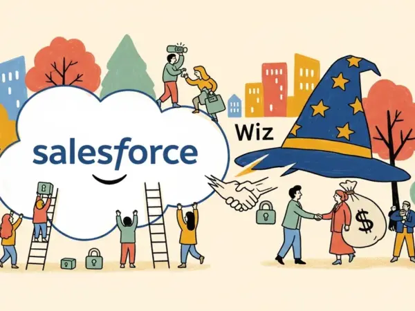 Editorial illustration for: Salesforce Acquires Cloud Security Firm Wiz for $18 Billion