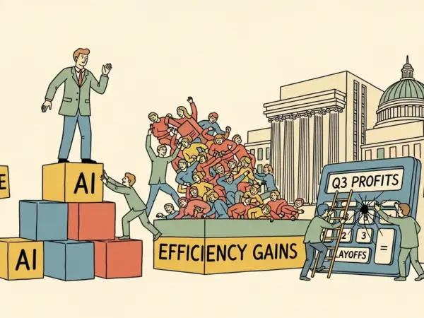 Editorial illustration for: Sam Altman Just Admitted Companies Are Using AI as an Excuse to Lay People Off — 'AI Washing' Is