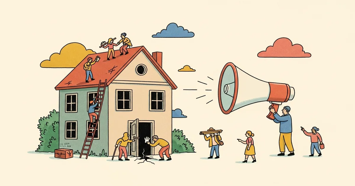 Editorial illustration for: Sam Altman's House Was Attacked. His Response Is a Warning.