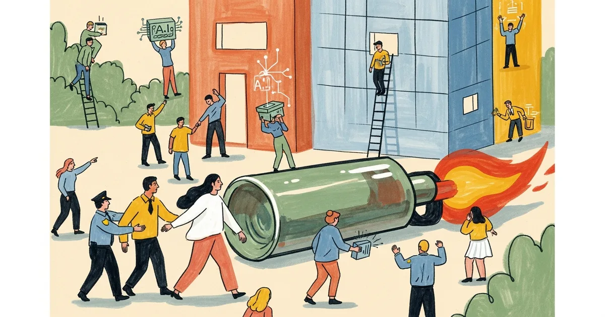 Editorial illustration for: Sam Altman Molotov Attacker Daniel Moreno-Gama Charged With Attempted Murder