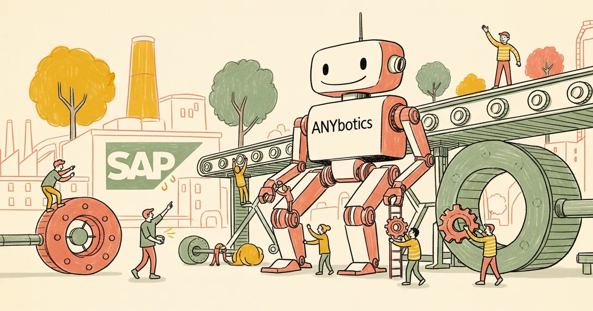 Editorial illustration for: SAP and ANYbotics drive industrial adoption of physical AI