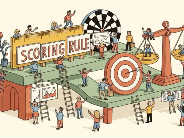 Editorial illustration for: ScoringBench: A Benchmark for Evaluating Tabular Foundation Models with Proper Scoring Rules