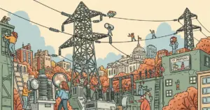 Editorial illustration for: The White House Is Hunting AI-Exploitable Holes in America's Power Grid
