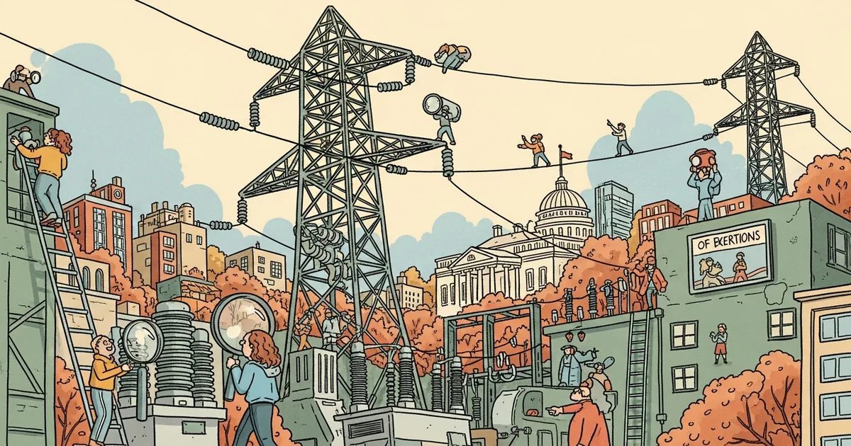 Editorial illustration for: The White House Is Hunting AI-Exploitable Holes in America's Power Grid