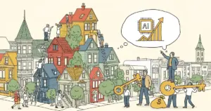 Editorial illustration for: SF Median Home Price Hits Record $2.15M as AI Startup Wealth Rises 18%