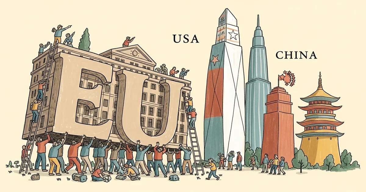 Editorial illustration for: Siemens CEO Warns EU AI Rules Will Push Investment to US and China