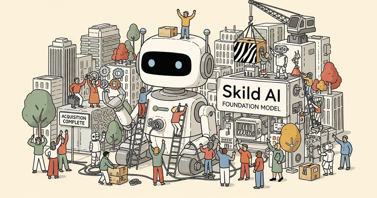 Editorial illustration for: Skild AI Completes First Acquisition, Buying Zebra Robotics to Expand Robot Foundation Model Plat