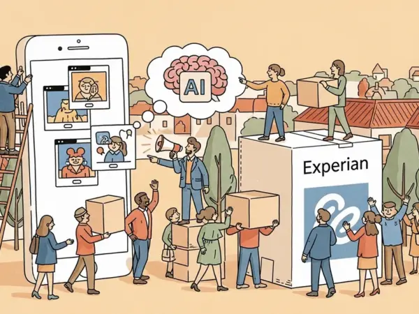 Editorial illustration for: Snapchat Rolls Out AI Sponsored Snaps With Experian as First Brand Partner