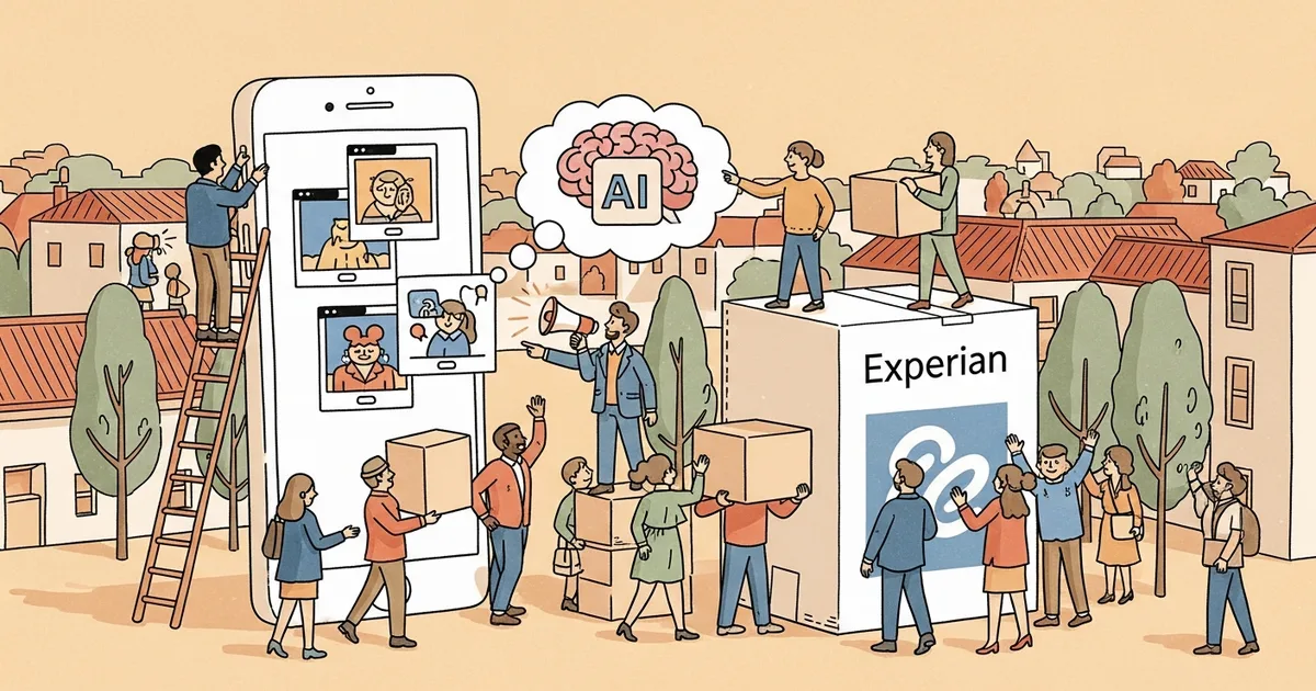 Editorial illustration for: Snapchat Rolls Out AI Sponsored Snaps With Experian as First Brand Partner